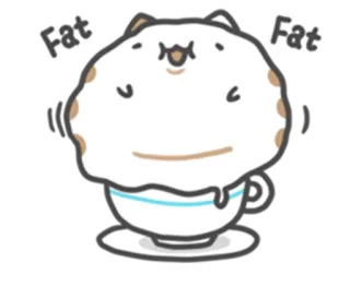 😌 a7d7bc0b Fat Fat cat, cute, fat, animal, kawaii, coffee, cup telegram sticker