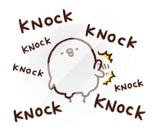 😗 03198835 Knock Knock pukanie, puka, ptak, słodki, kreskówka telegram sticker