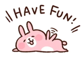 👋 460a82fd HAVE FUN! królik, słodkie, kawaii, baw się dobrze, różowy telegram sticker