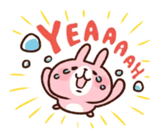 😆 906c650e YEAAAAH królik, słodki, szczęśliwy, świętowanie, yeah telegram sticker