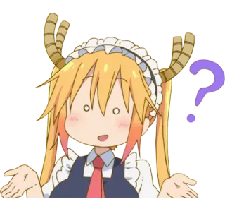 ❓ bd90f037 Tohru Miss Kobayashi's Dragon Maid Anime, Drache, Süß, Maid, Frage telegram sticker