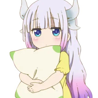 💤 f5243175 Kanna Kamui Miss Kobayashi's Dragon Maid Anime, Drache, Süß, Kanna, Mädchen, Kissen telegram sticker