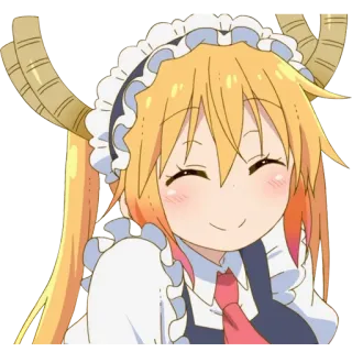 😊 fa7b2a01 Tohru Miss Kobayashi's Dragon Maid Drache, Maid, Anime, Hörner, Kawaii, lächelnd telegram sticker