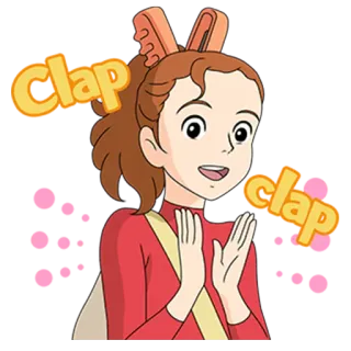👏 603ee5d2 Clap clap 소녀, 애니메이션, 만화, 박수, 귀여운, 행복한 telegram sticker