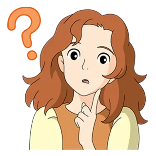 🤔 a0eda1a3 여자, 질문, 생각, 만화, 애니메이션, 캐릭터, 물음표 telegram sticker