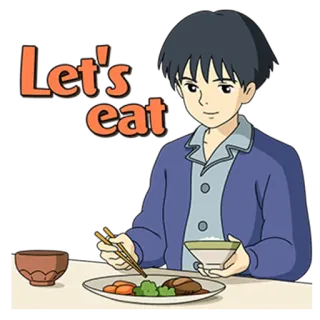 🍛 a0f1fce4 Let's eat 음식, 먹기, 식사, 애니메이션, 애니메이션, 젓가락 telegram sticker