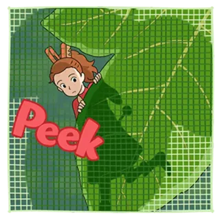 👀 ee9e92a6 Peek 만화, 소녀, 귀여운, 엿보기, 잎, 일러스트 telegram sticker