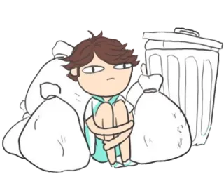 😐 69475093 การ์ตูน, ขยะ, เศร้า, อนิเมะ, ตัวละคร, ภาพประกอบ whatsapp sticker