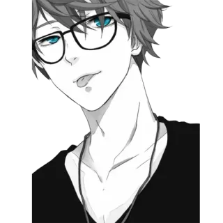 😜 aba6cc1f อนิเมะ, มังงะ, เด็กผู้ชาย, แว่นตา, ลิ้น whatsapp sticker