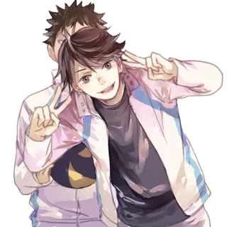 ✌ d18d48c9 Oikawa Tooru Haikyuu!! อนิเมะ, ไฮคิว!!, โออิคาวะ, โออิคาวะ โทรุ, ตัวละคร, แฟนอาร์ต, สัญลักษณ์สันติภาพ, มังงะ whatsapp sticker