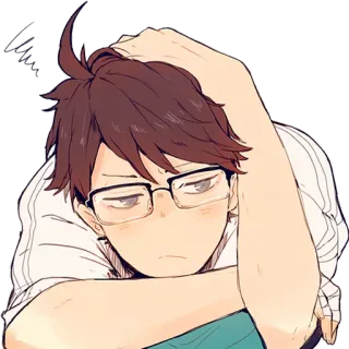 😞 e14053a1 Oikawa Tooru Haikyuu!! อนิเมะ, มังงะ, ไฮคิว, โออิกาวะ โทรุ, ตัวละคร, แว่นตา, สติกเกอร์, ศิลปะ whatsapp sticker