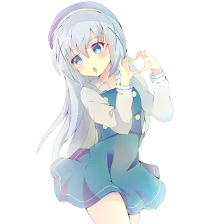 ❤ 1da6a3c9 Anime, Cô gái, Dễ thương, Hoạt hình, Váy xanh, Trái tim, Kawaii telegram sticker