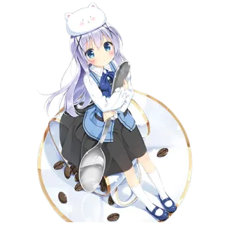 😗 9702f762 Anime, Cô gái, Dễ thương, Kawaii, Cà phê, Muỗng, Tách trà telegram sticker