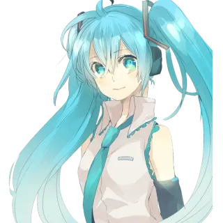 😊 12649452 Hatsune Miku Anime, Vocaloid, Musique, cheveux bleus, mignon, féminin telegram sticker