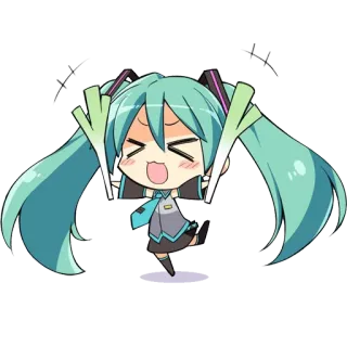 😆 4661f8ef Hatsune Miku Anime, Chibi, Vocaloid, Musique, Mignon, Personnage telegram sticker