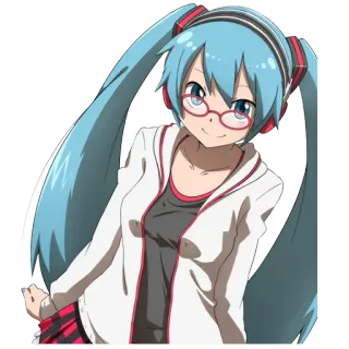 🤓 5d3c4c0c Hatsune Miku Anime, Vocaloid, Miku, Hatsune Miku, cheveux bleus, femme, personnage telegram sticker