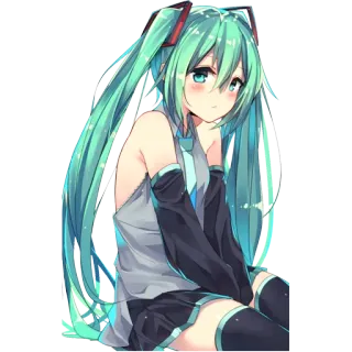 🙁 5d5a46ec Hatsune Miku Anime, Vocaloid, Miku, Hatsune Miku, Mignon, Kawaii, Cheveux bleus telegram sticker