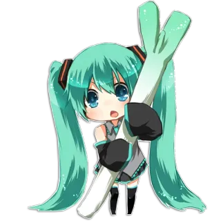 🙁 7175f3e7 Hatsune Miku Anime, Vocaloid, Miku, Hatsune Miku, Poireau, Chibi, Mignon telegram sticker
