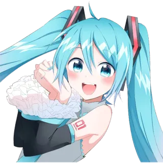 😍 73f8f044 Hatsune Miku Anime, Vocaloid, Manga, Mignon, Cheveux bleus, Idole virtuelle telegram sticker