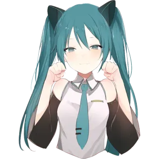 😸 b0a6d32f Hatsune Miku Anime, Vocaloid, Mignon, Oreilles de chat, Miku, Kawaii telegram sticker