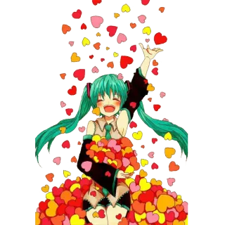 ❤️ be23ff26 Hatsune Miku Anime, Vocaloid, Coeurs, Mignon, Fille telegram sticker