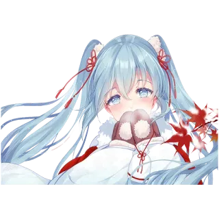 ❄️ c7e3cba8 Hatsune Miku Anime, Manga, Vocaloid, Mignon, Fille, Hiver, Neige telegram sticker