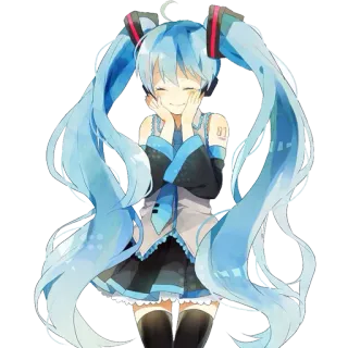 ☺️ d44291ce Hatsune Miku animé, fille, vocaloid, Hatsune Miku, mignon, kawaii, musique telegram sticker