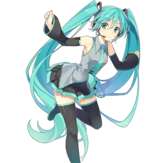 😃 e17c11c1 Hatsune Miku fille anime, vocaloid, Hatsune Miku, musique, idole, cheveux bleus, art numérique telegram sticker