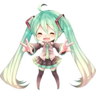 ✌ e2dc5efe Hatsune Miku Anime, Manga, Vocaloid, Mignon, Chibi, Hatsune Miku telegram sticker