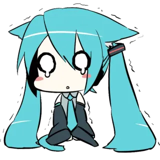 😢 e6a3aaa1 Hatsune Miku Anime, Cartoon, Vocaloid, Triste, Pleurs, Manga, Chibi telegram sticker