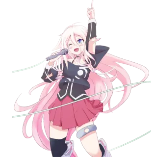 😉 03486d1d 动漫, Vocaloid, 歌手, 麦克风, 粉色头发, 可爱, 女性 telegram sticker