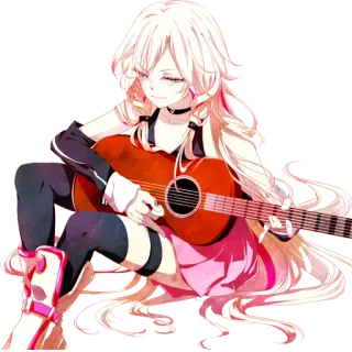 🎼 34ffb5a3 动漫女孩, 吉他, 音乐, 卡通, 女孩, Vocaloid telegram sticker