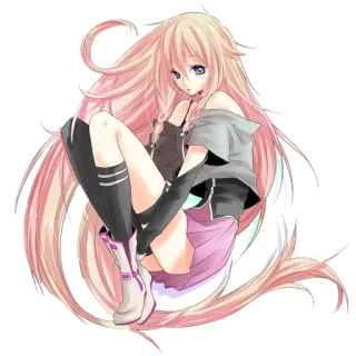 😔 5c78318f 动漫女孩, 可爱, 长发, 粉色头发, Vocaloid, 卡哇伊 telegram sticker