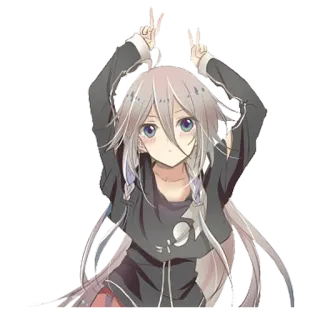 ✌ e00eff94 动漫女孩, 可爱, 和平标志, 卡通, 插图 telegram sticker