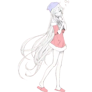 😪 e3fde9c7 动漫女孩, 睡衣, 长发, 卡哇伊, 可爱, 绘画 telegram sticker