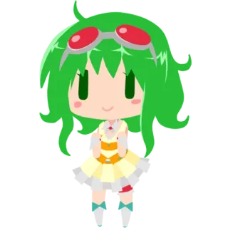 😃 0cf18503 Anime, Chibi, Groen haar, Bril, Schattig, Cartoon telegram sticker