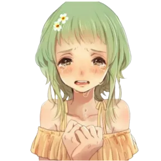 😭 7d32bcf3 Anime, Meisje, Huilend, Verdrietig, Tranen, Illustratie telegram sticker