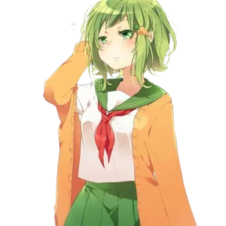 😪 da96a38a Anime, Meisje, Personage, Schooluniform, Leuk, Groen haar telegram sticker