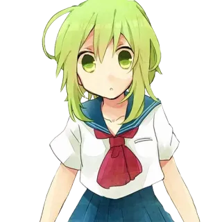 😶 db130506 Anime, Schoolmeisje, Groen haar, Schattig, Manga, Uniform telegram sticker