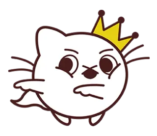 👈 7e6f0201 gatto, corona, cartone animato, personaggio, carino, arrabbiato, animale telegram sticker