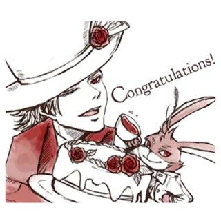 🎂 4cc551d1 Congratulations! selamat, perayaan, kue, kelinci, teh, topi, mawar telegram sticker