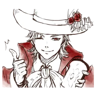 👍 7fcc4235 Anime, Manga, Karakter, Topi, Kedipan, Mawar, Sketsa telegram sticker