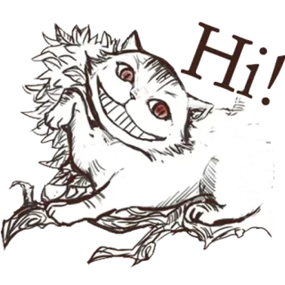 ✋ bd7a5a8d Cheshire Cat Alice in Wonderland Hi! kucing, senyum, kartun, alice in wonderland, cheshire cat telegram sticker