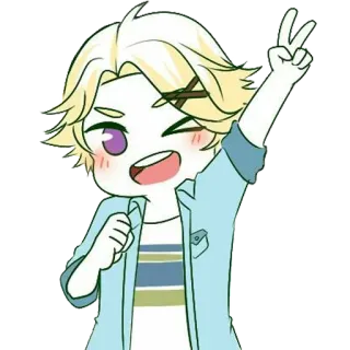 ✌ 13421099 Anime, Cartone animato, Chibi, Segno di pace, Occhiolino, Carino telegram sticker