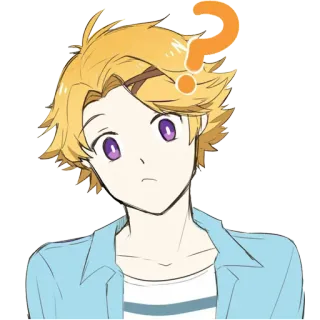 😕 5afe12dd Yoosung Kim Mystic Messenger anime, domanda, Yoosung Kim, Mystic Messenger, personaggio, capelli biondi telegram sticker