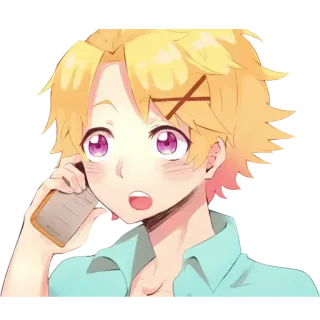 😧 6718497a anime, cartone animato, telefonata, sorpreso, capelli biondi, occhi rosa telegram sticker