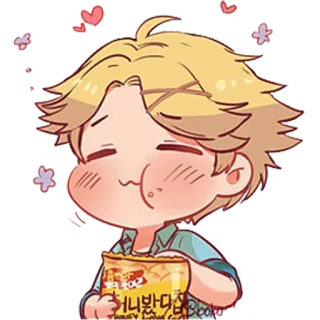 😚 beba81ea 허니버터칩 snack, patatine, miele e burro, cibo, carino, cartone animato telegram sticker