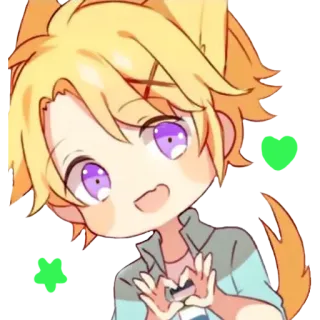 💚 efae3e44 anime, carino, chibi, adesivo, cuore, kawaii, manga, biondo, viola telegram sticker
