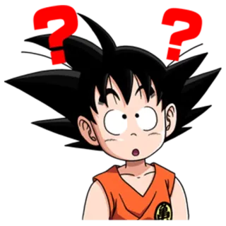 😶 2d091361 Goku Dragon Ball Гоку, Драгон Болл, аниме, мультфильм, мальчик, в шоке, оранжевый, ребенок whatsapp sticker