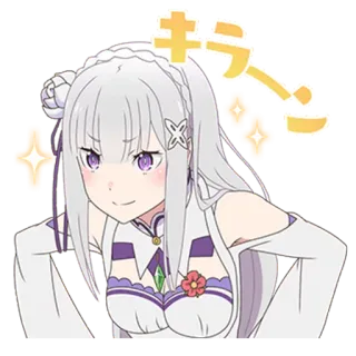 😏 a1d29525 Emilia Re:Zero キラ-ン Anime, Sticker, Emilia, Re:Zero, Kawaii, Carino, Scintillio whatsapp sticker